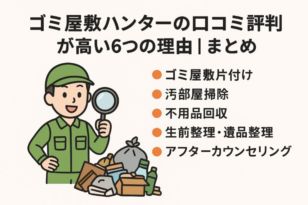 ゴミ屋敷ハンターの口コミ評判が高い6つの理由|まとめがわかる画像